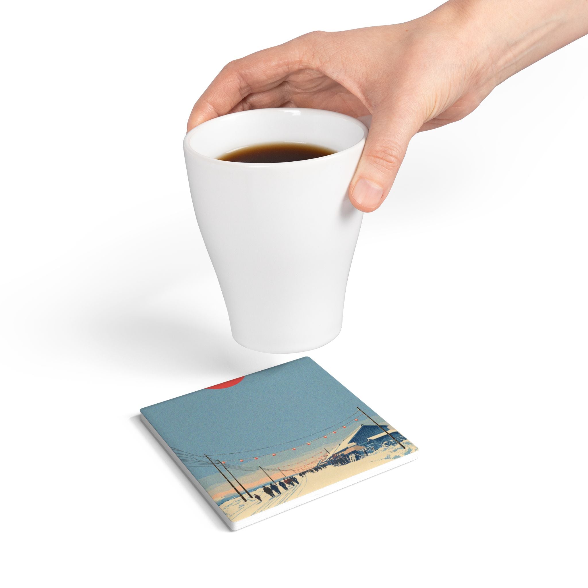 Village Gathering Coaster | 4-Piece Winter Market Community Ceramic