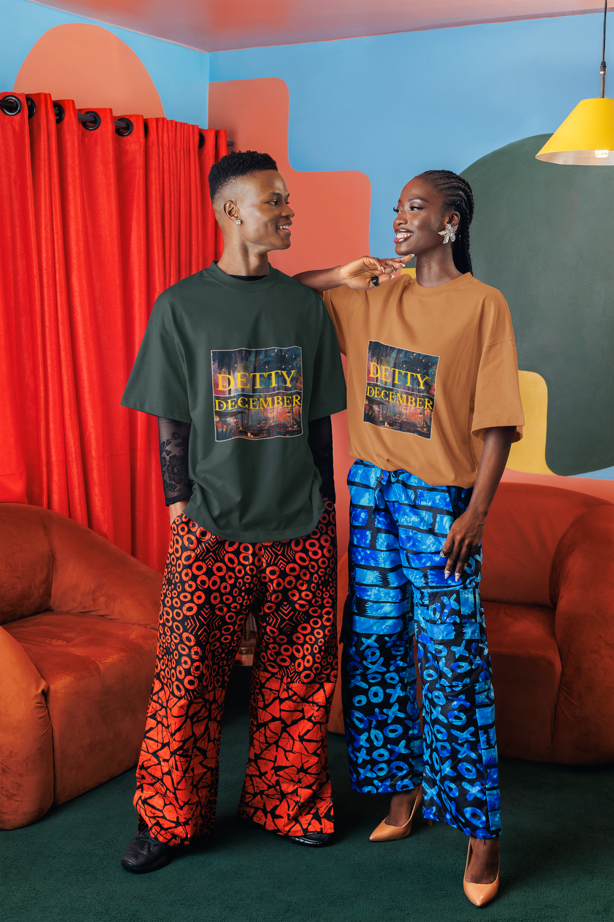 Limited Edition Graphic Tee - Detty December Festive Vibes Unisex Oversized Boxy Tee