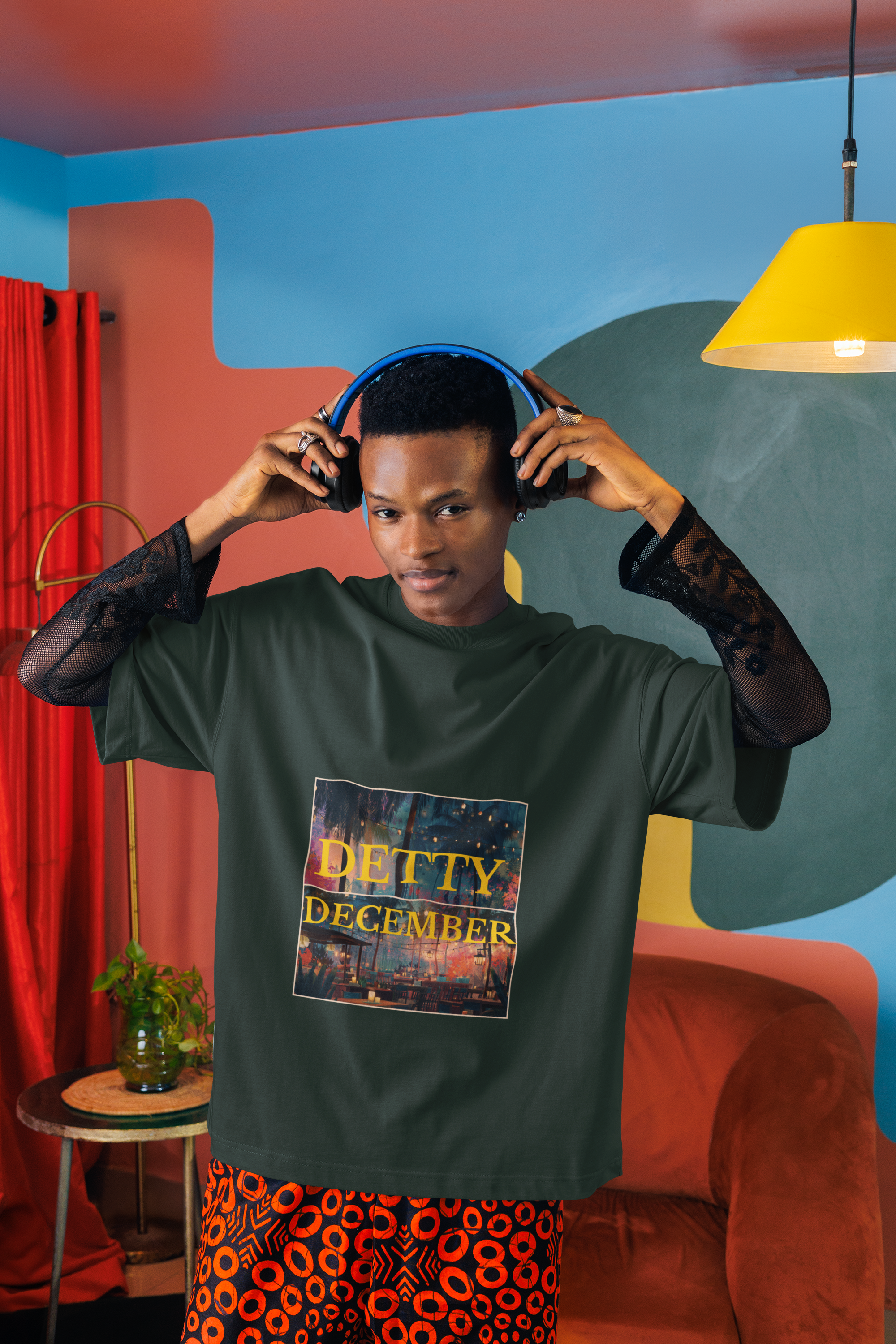 Limited Edition Graphic Tee - Detty December Festive Vibes Unisex Oversized Boxy Tee