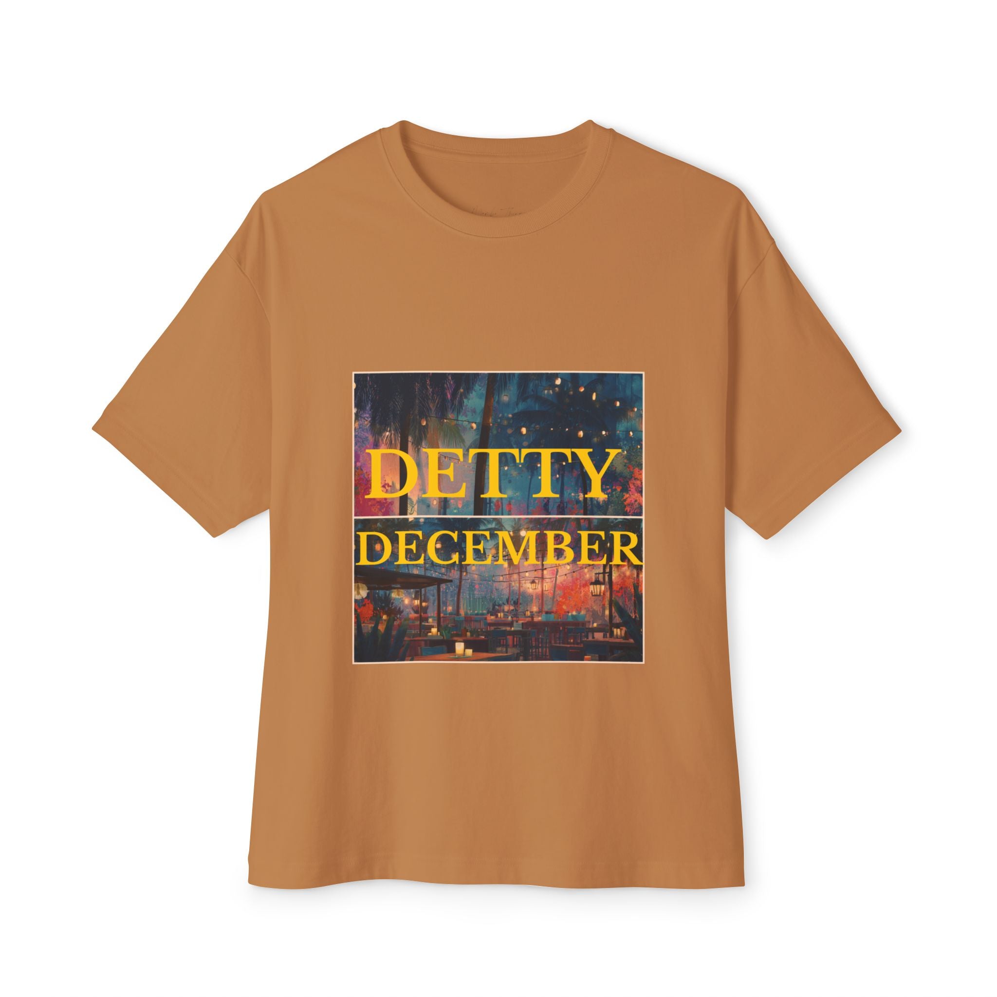 Limited Edition Graphic Tee - Detty December Festive Vibes Unisex Oversized Boxy Tee